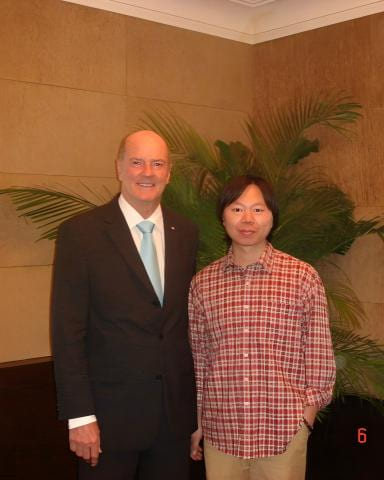 Zhaohui Hu with John Coates, then President of the Australian Olympic Committee.